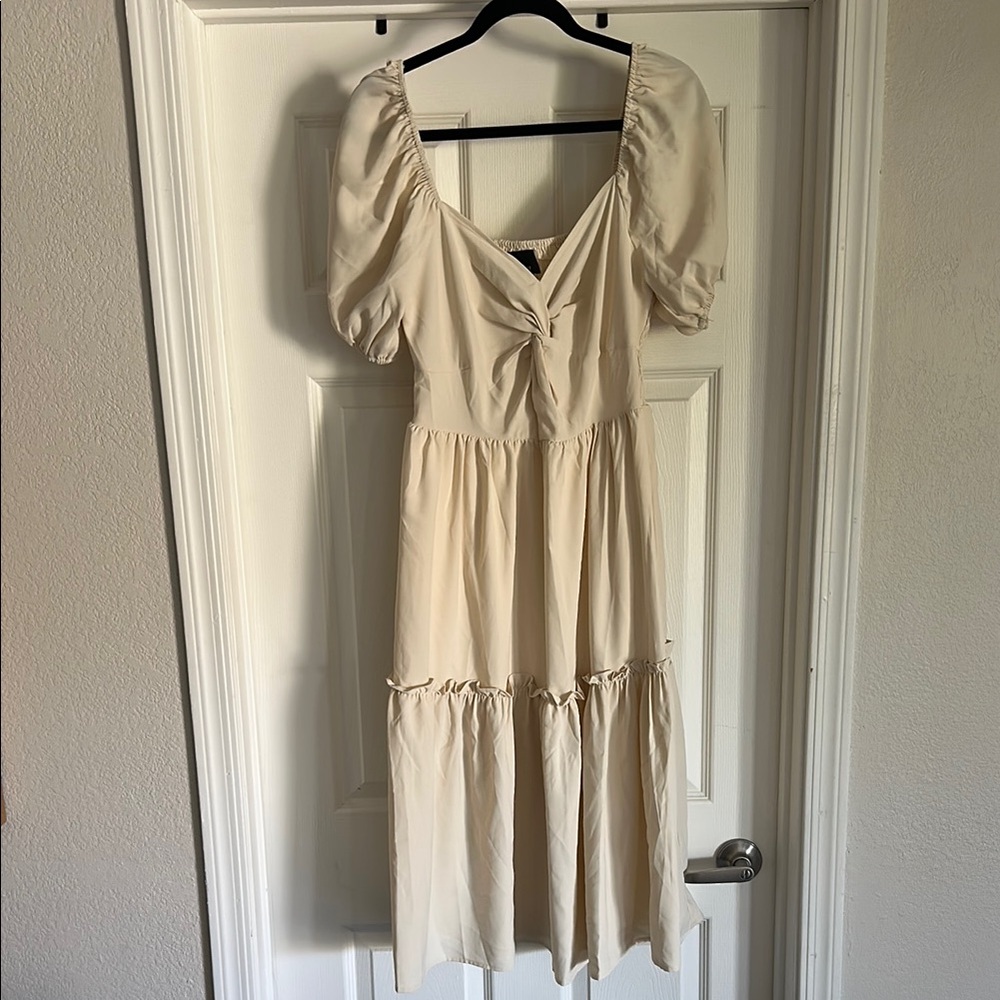 Cream Puff Sleeve Dress